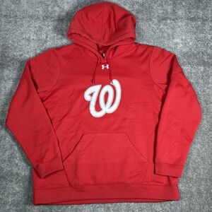 Under Armour Hoodie Women's XL Red Washington Nationals Team Fleece‎ Logo